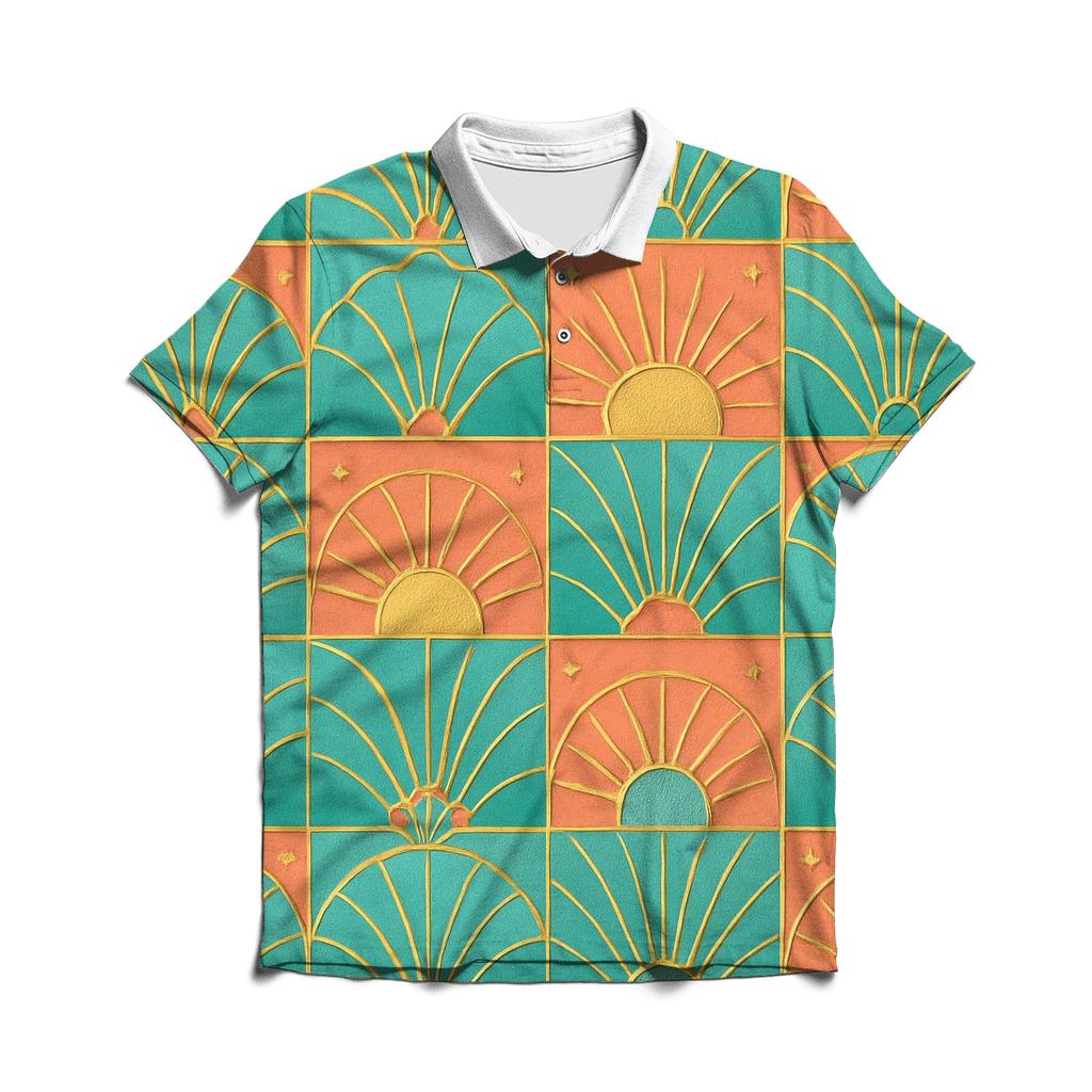 Electric Miami Tiles premium cotton polo shirts
