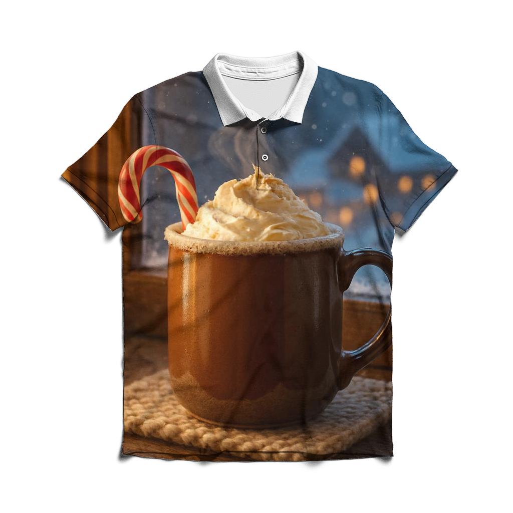 Hot Cocoa On Frosted Windowsill stylish collar polo tees