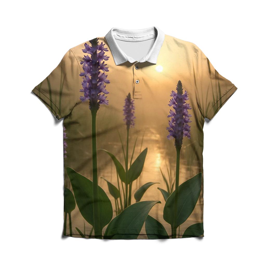 Wetland Pickerelweed Morning Chorus premium cotton polo shirts
