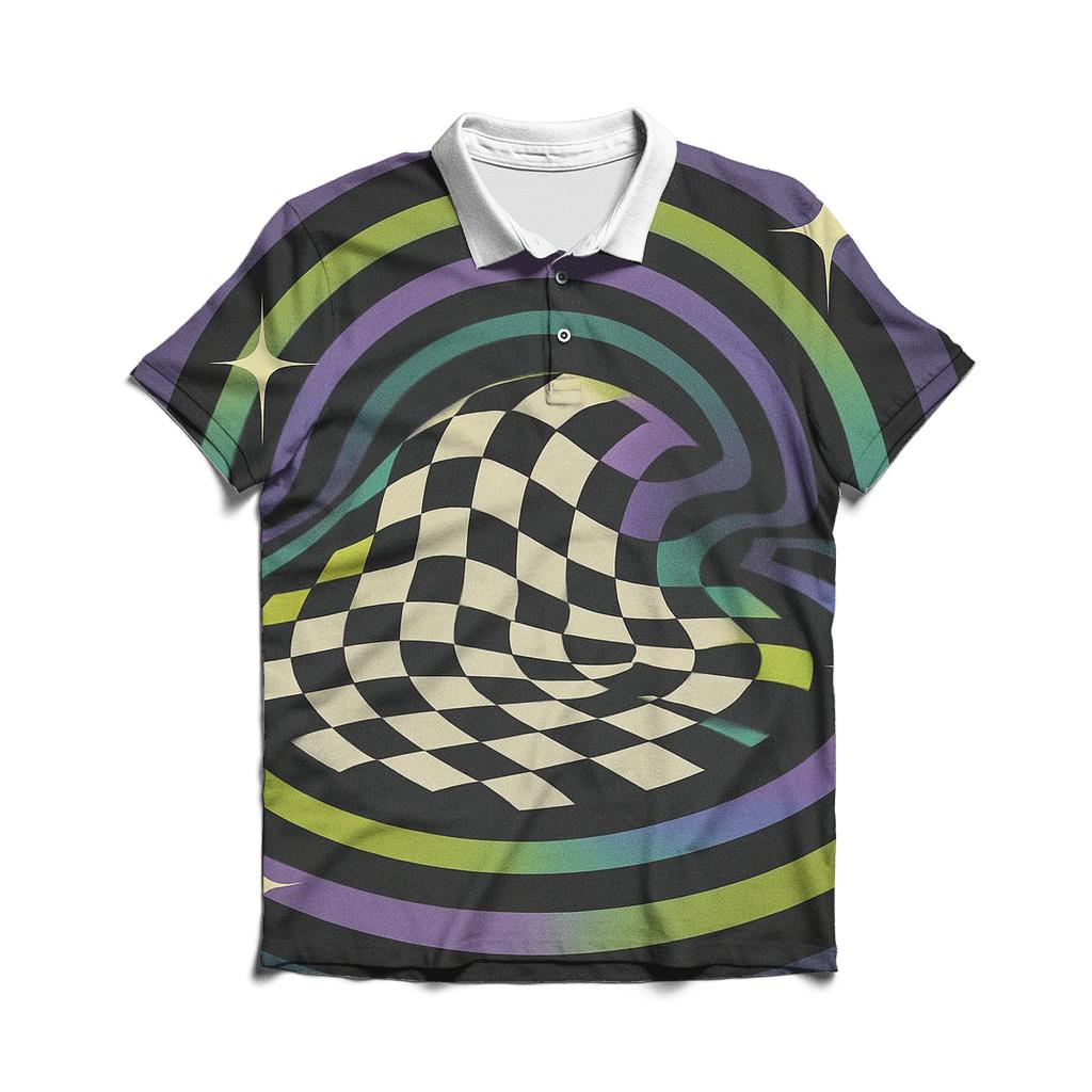 Hologram Checker Rhythm stylish collar polo tees