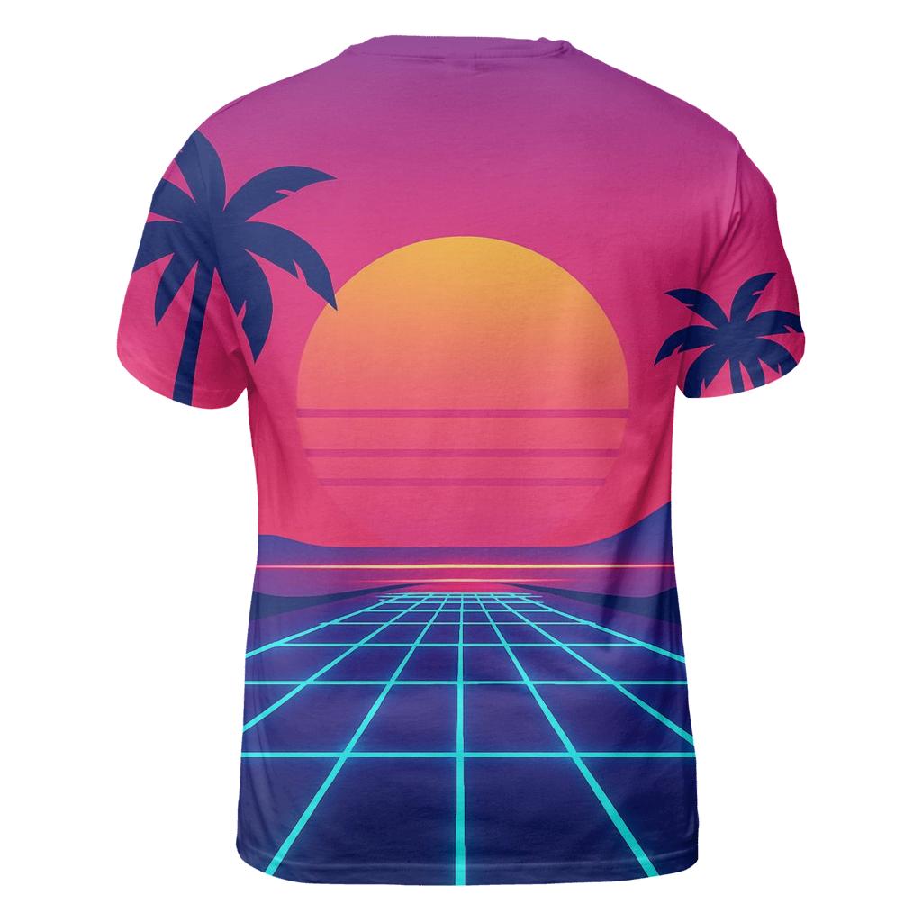 Neon Grid Sunset creative print fashion shirts