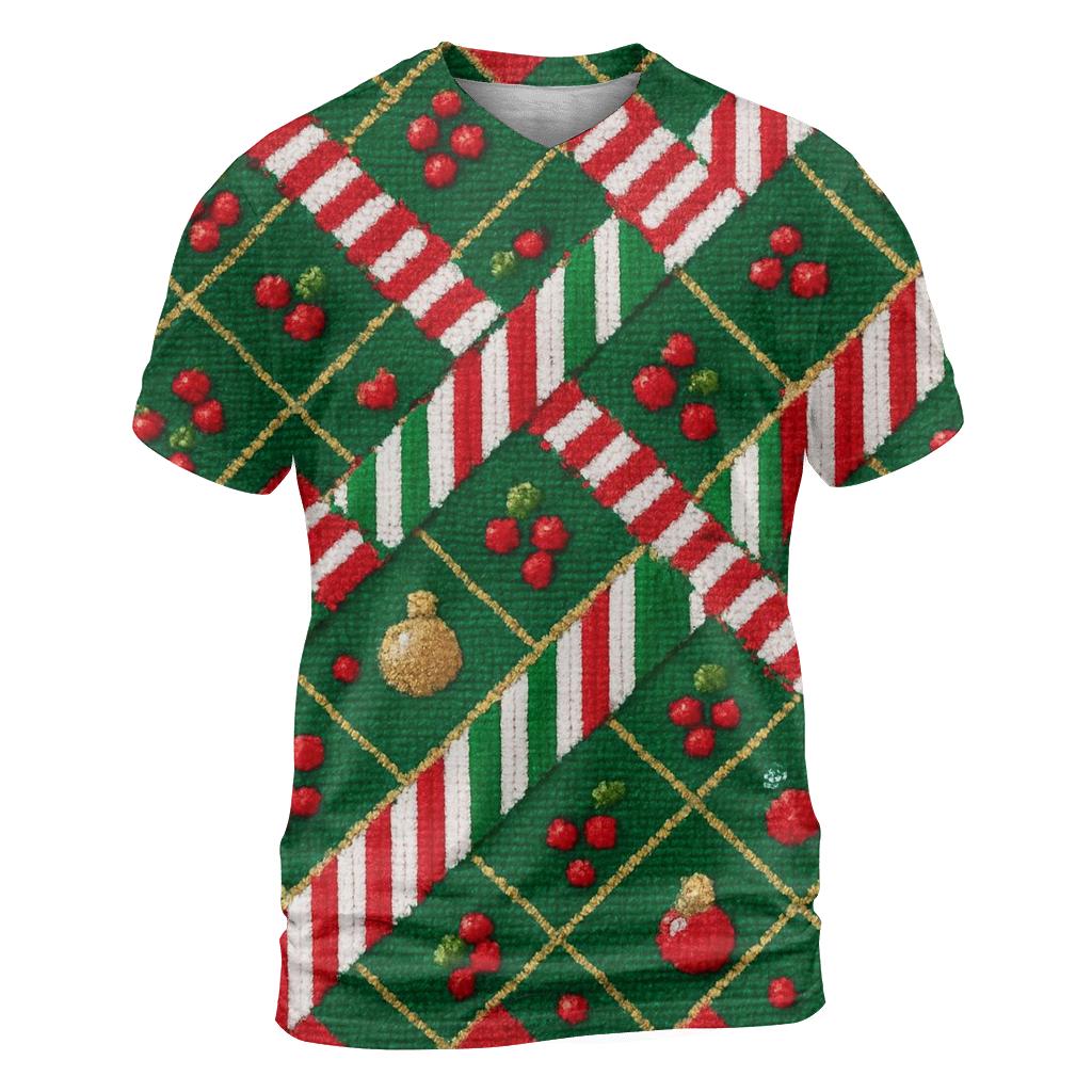 Candy Cane Plaid Weave Design unique graphic print tees