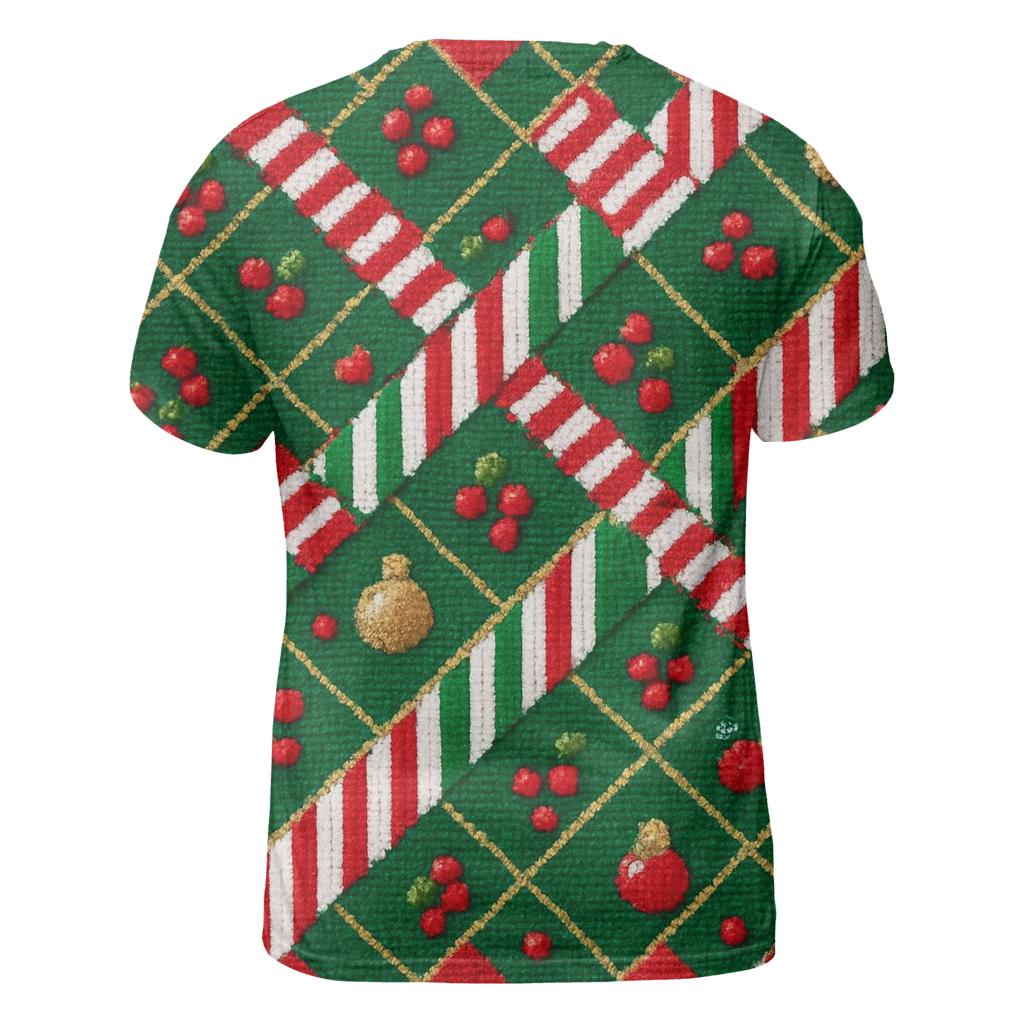 Candy Cane Plaid Weave Design unique graphic print tees