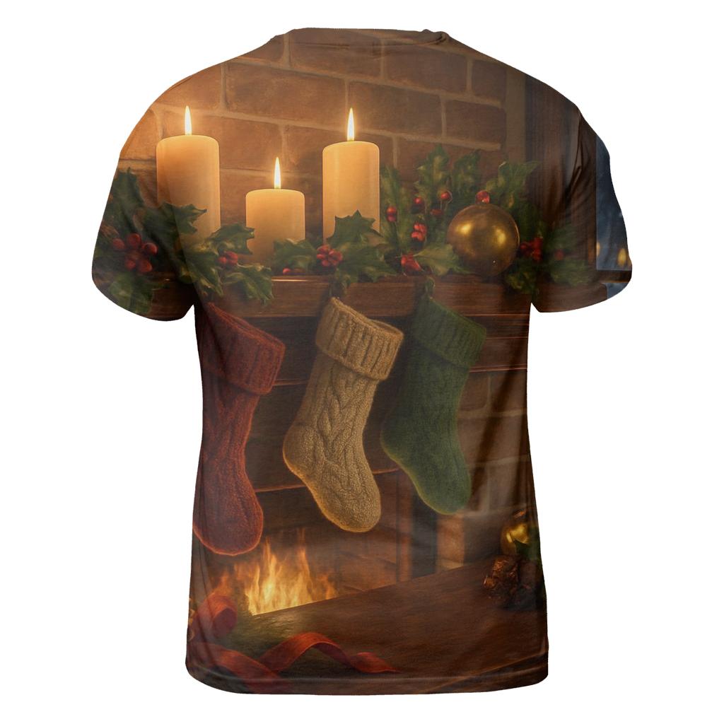 Mantelpiece With Knitted Stockings creative print fashion shirts