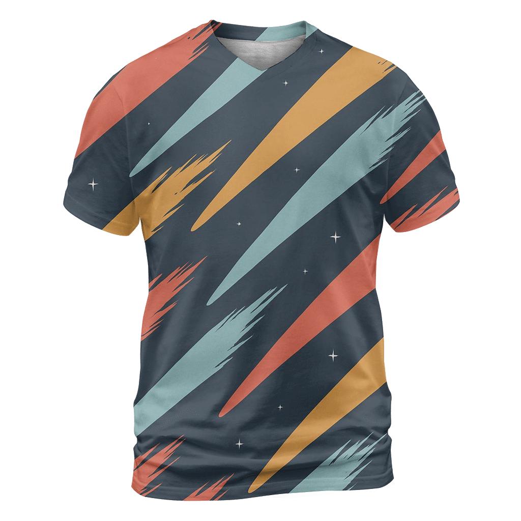 Comet Fan Overprint artistic all-over print tops
