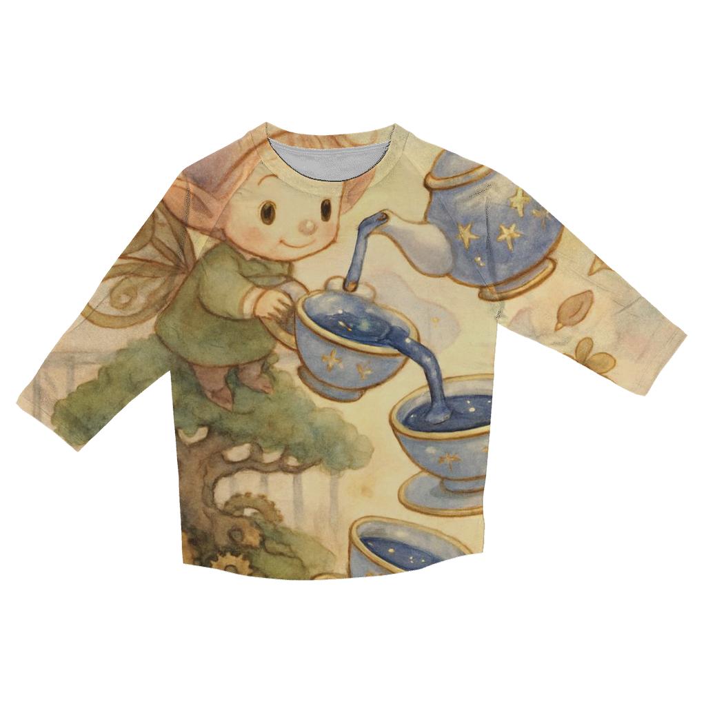 Clockwork Tea Garden Sprite printed three quarter sleeve shirts