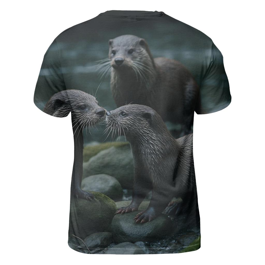 River Bend Otter Play vibrant all-over design tees