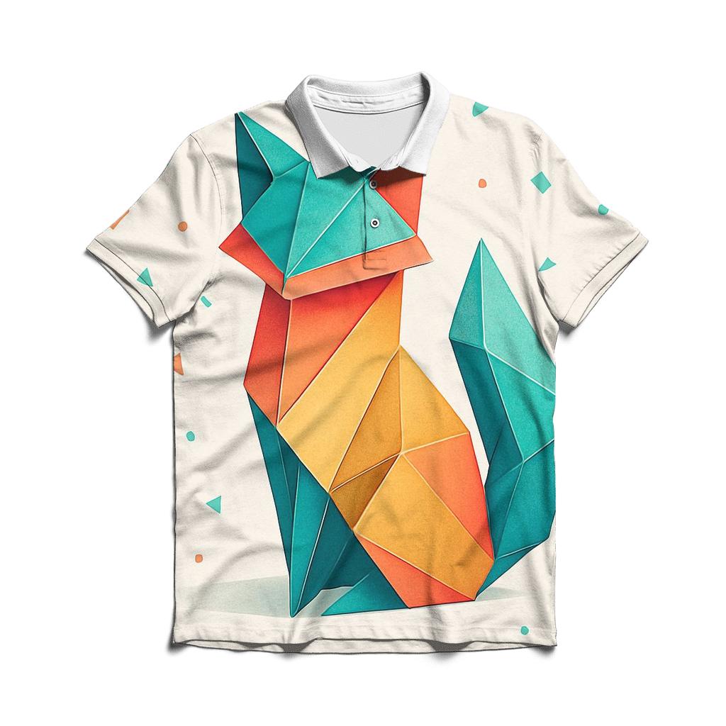 Chromatic Origami Fox casual sports polo shirts