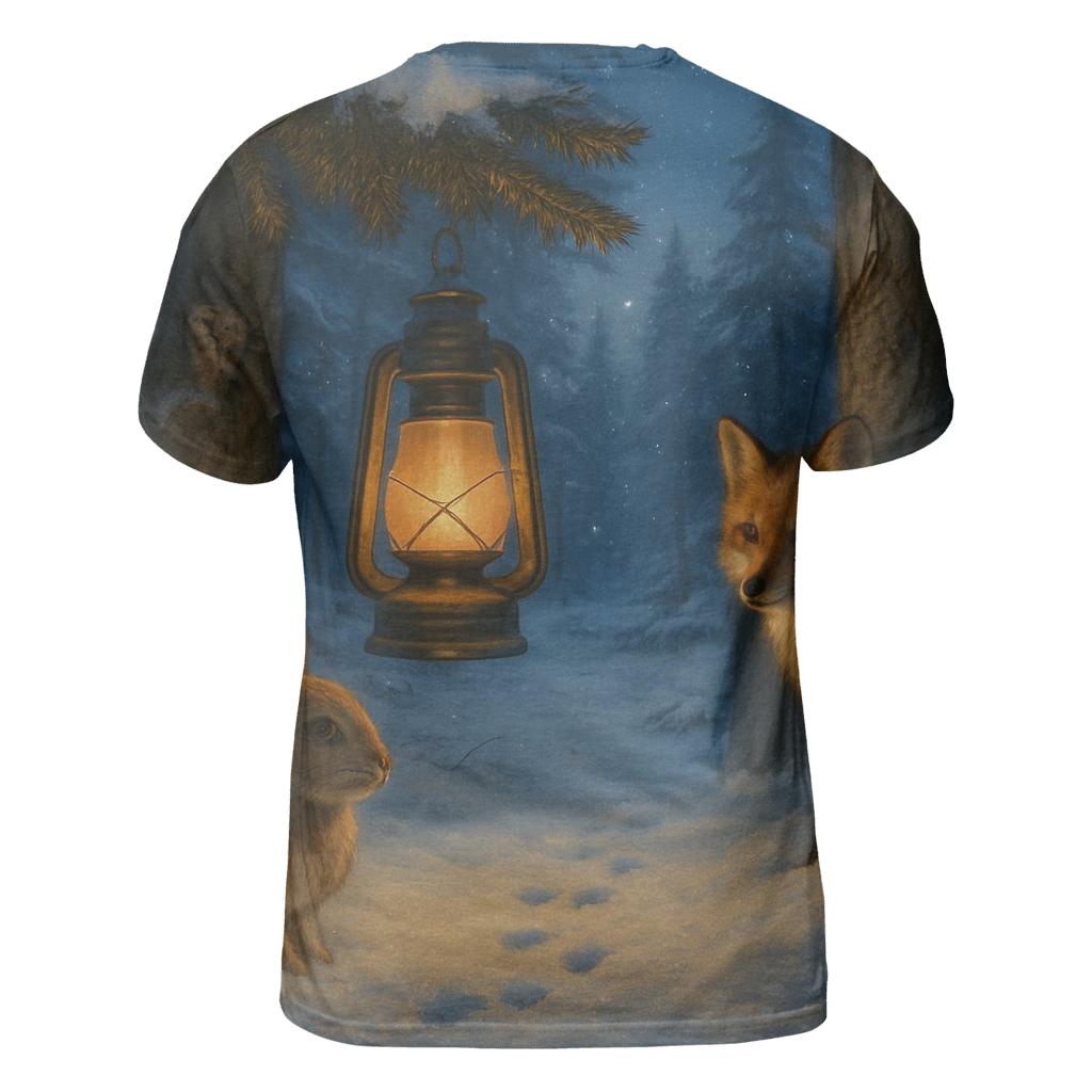 Lantern In Snowy Forest Clearing trendy printed shirt styles