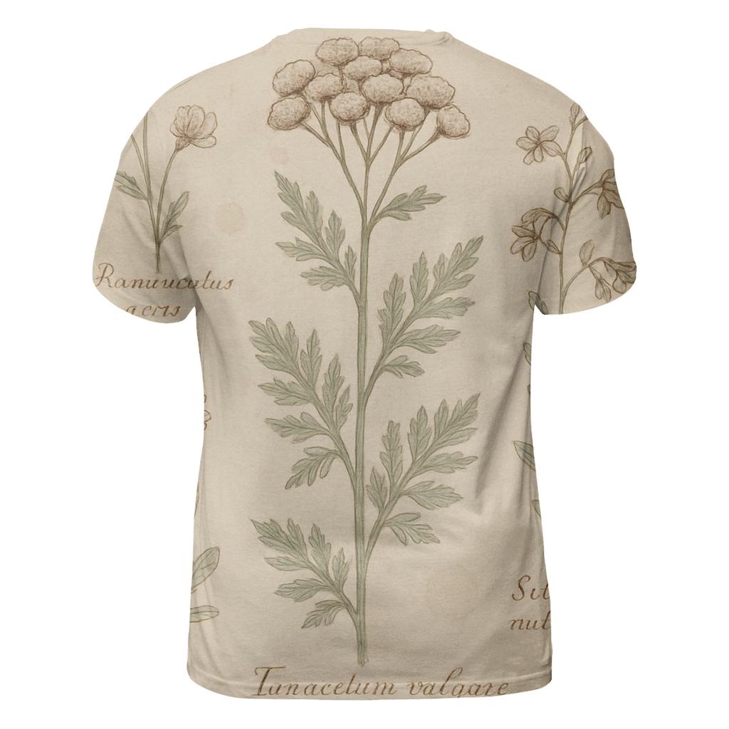Faded Botanical Field Study artistic all-over print tops
