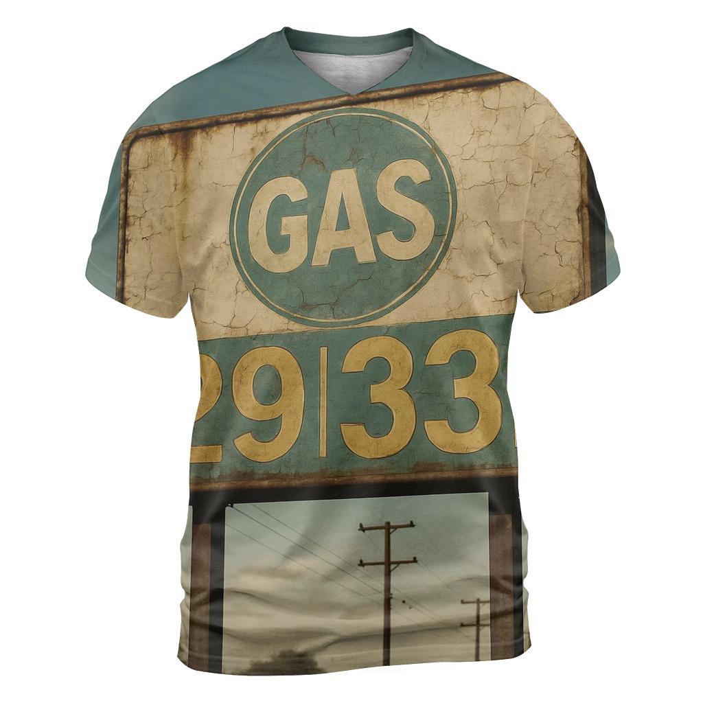 Weathered Roadside Gas Sign artistic all-over print tops