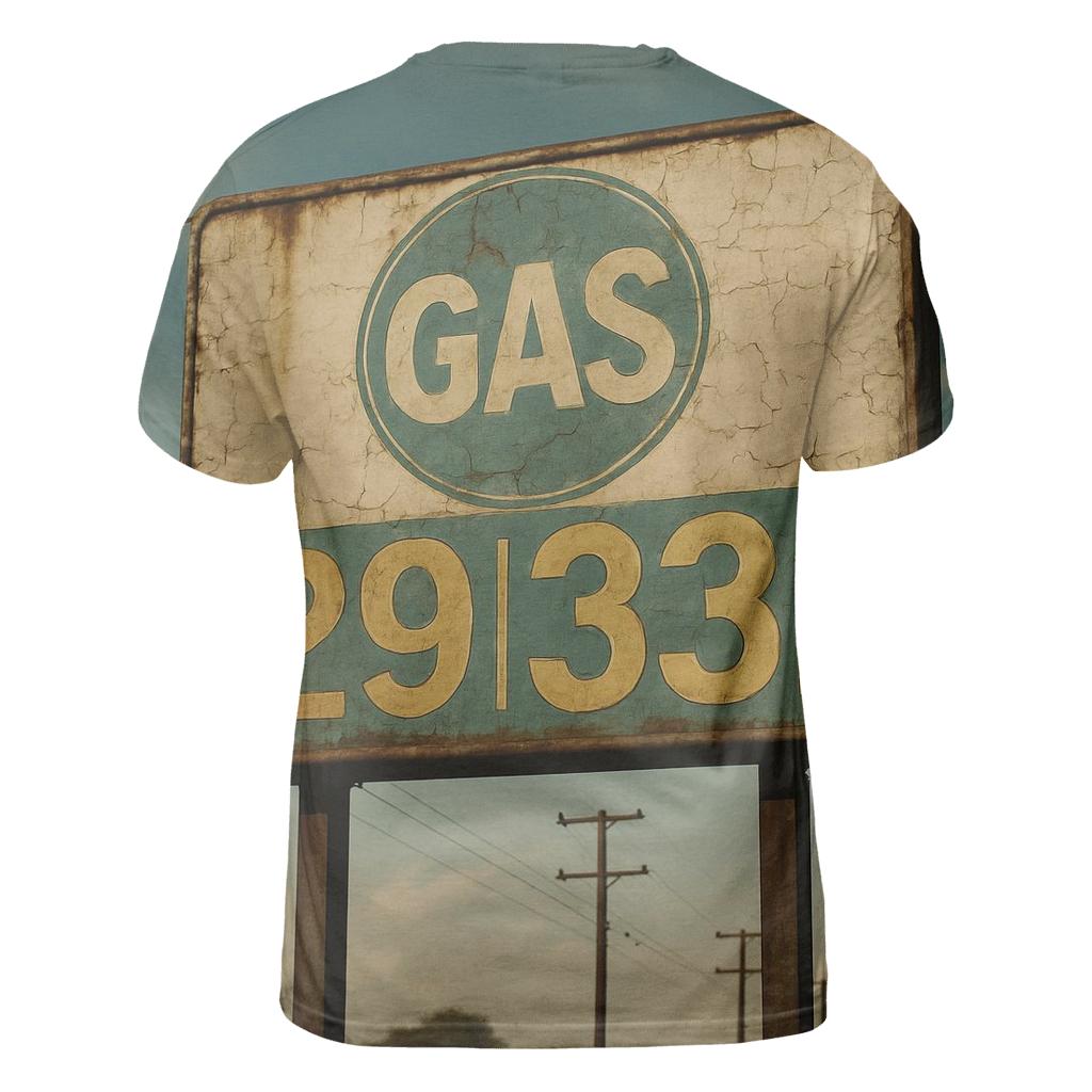 Weathered Roadside Gas Sign artistic all-over print tops