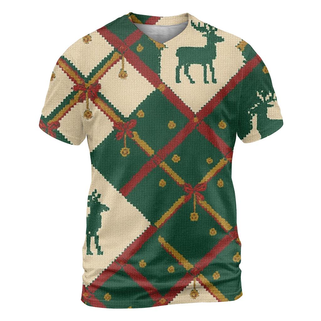 Sleigh Bell Crisscross Design vibrant all-over design tees