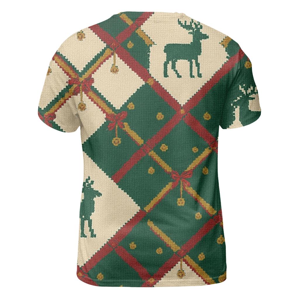 Sleigh Bell Crisscross Design vibrant all-over design tees