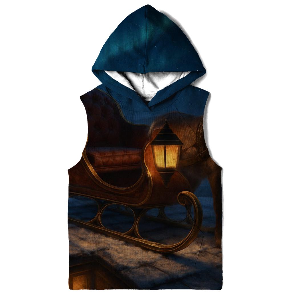 Midnight Sleigh On Snowy Roof printed hoodies