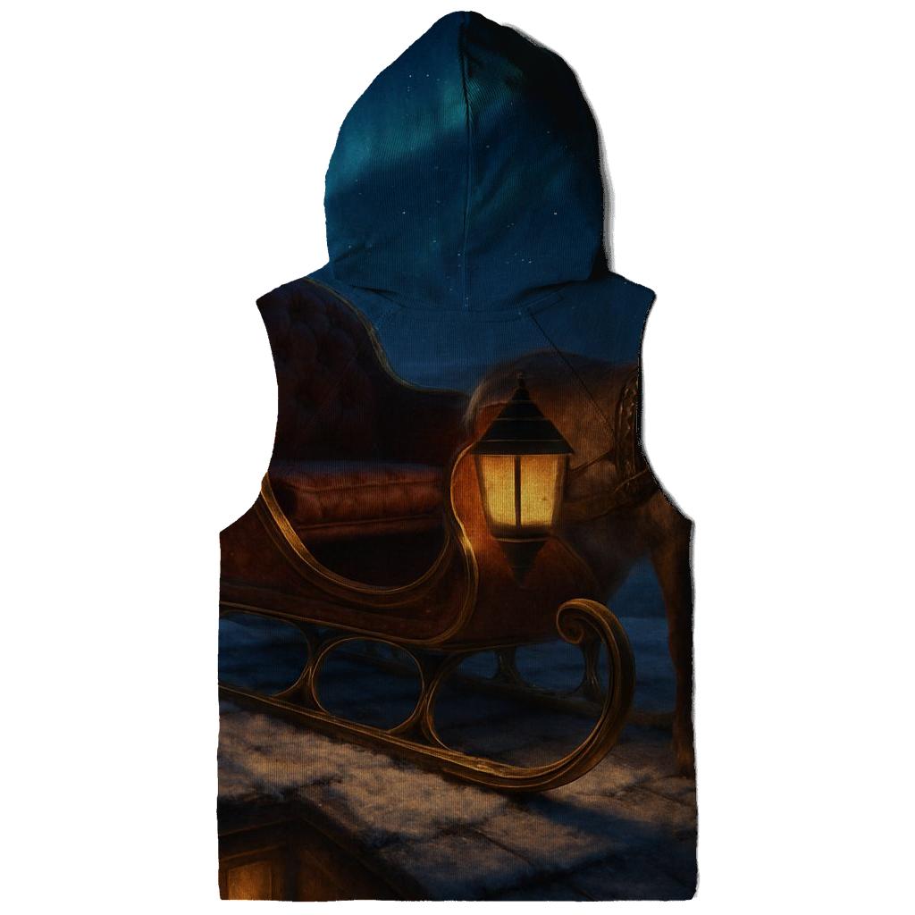 Midnight Sleigh On Snowy Roof printed hoodies