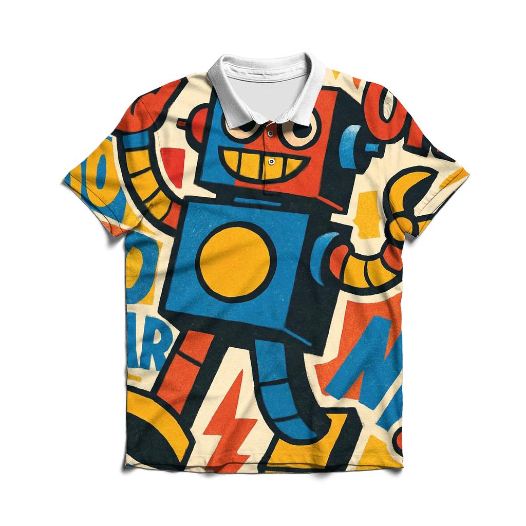 Pop Collage Robot personalized polo shirts