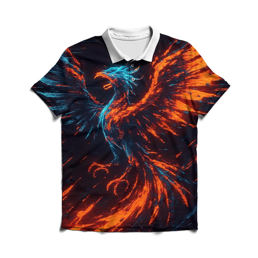Arcade Glitch Phoenix branded logo polo shirts