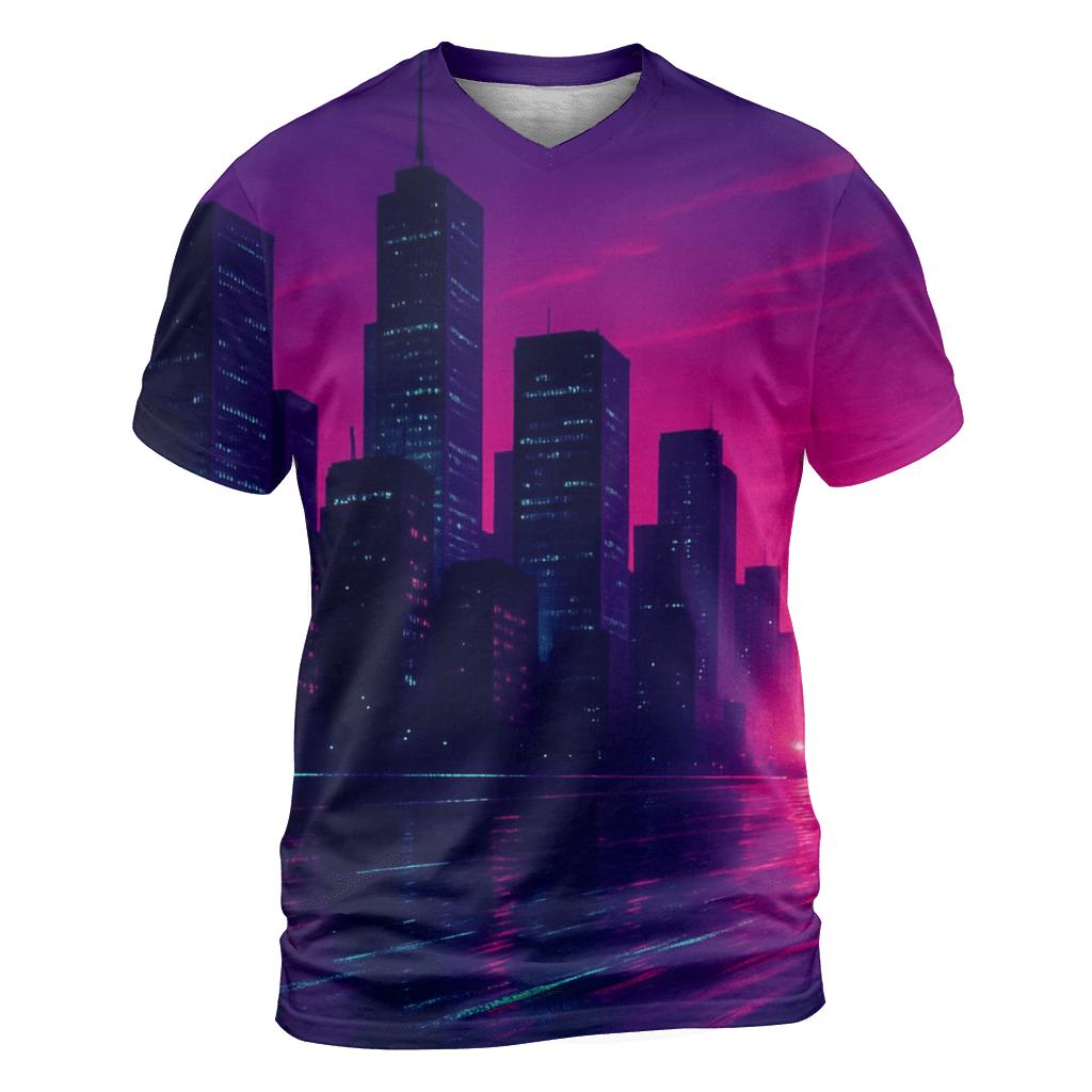 Neon Skyline Retrofit unique graphic print tees