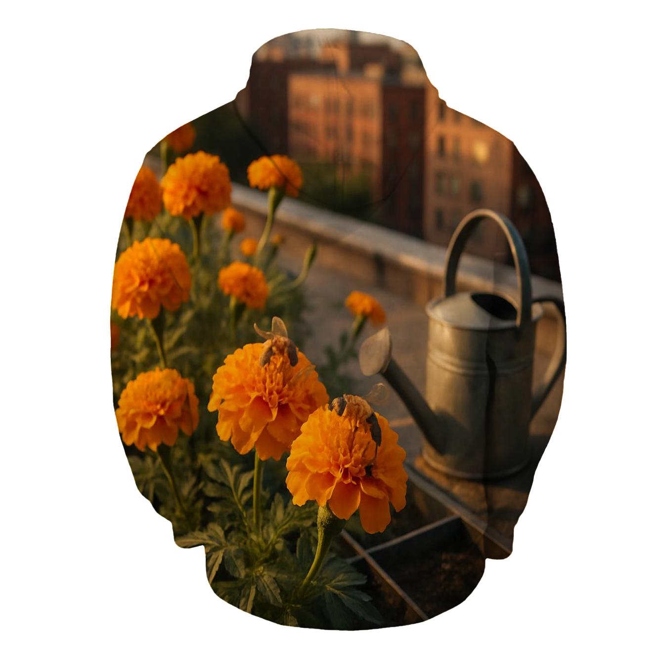 Urban Rooftop Bee Garden Marigolds pullover hoodies