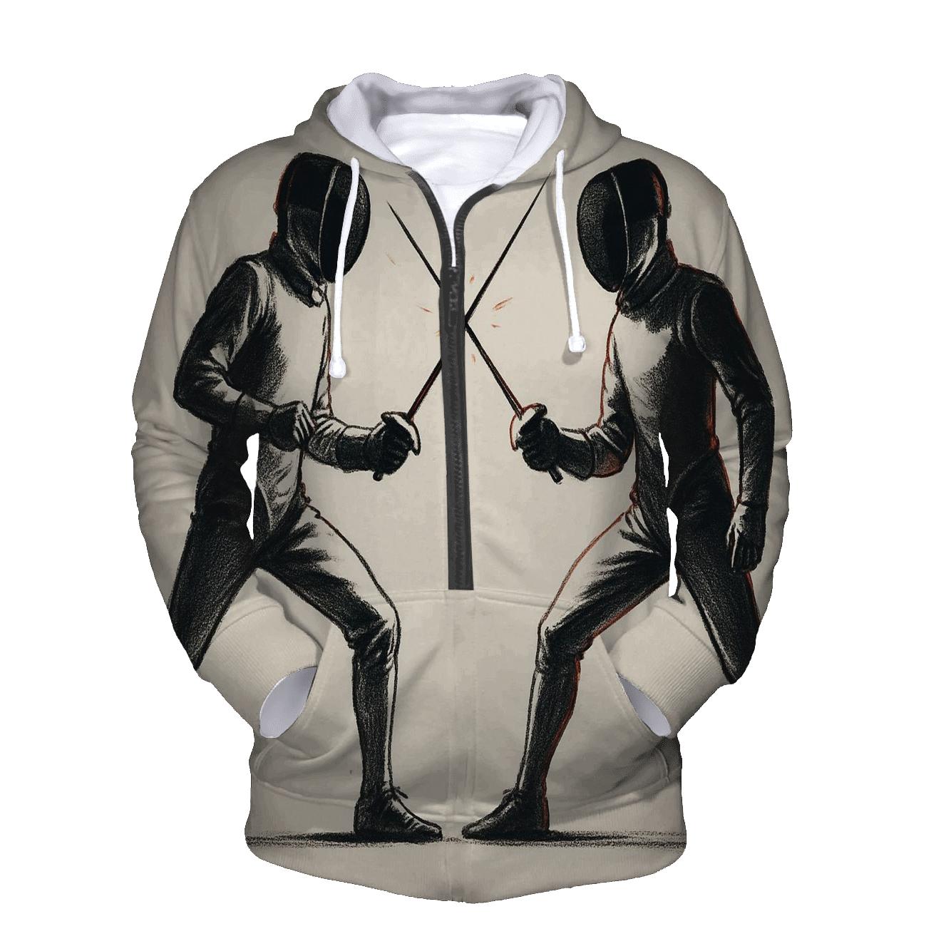 Fencing Lines And Light zip-up hoodies