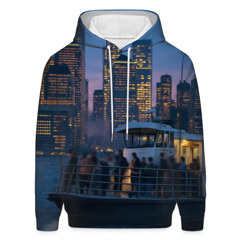 Hudson Twilight Ferry Reflection embroidered hoodies