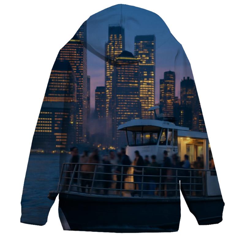 Hudson Twilight Ferry Reflection embroidered hoodies