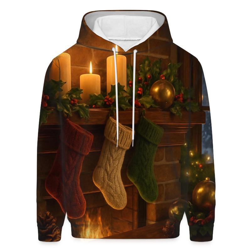 Mantelpiece With Knitted Stockings custom hoodies