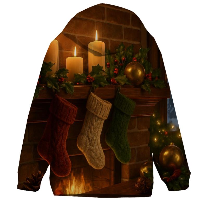 Mantelpiece With Knitted Stockings custom hoodies