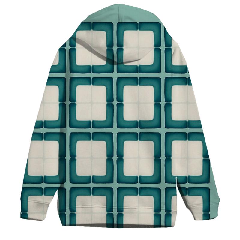 Itajime Teal Grid pullover hoodies