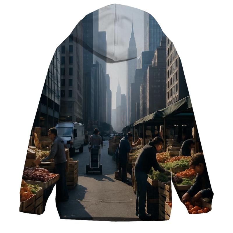 Morning Market Under Midtown Shadows embroidered hoodies