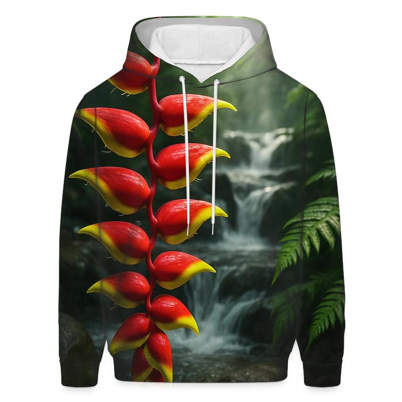 Subtropical Heliconia Waterfall Edge premium hoodies