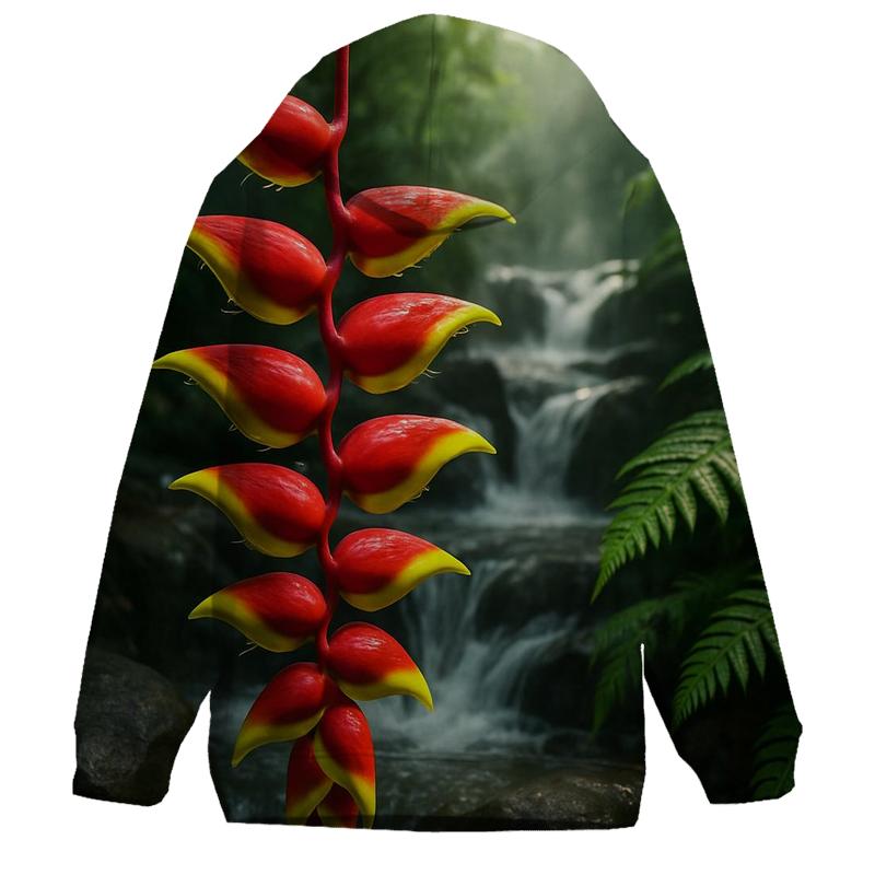 Subtropical Heliconia Waterfall Edge premium hoodies