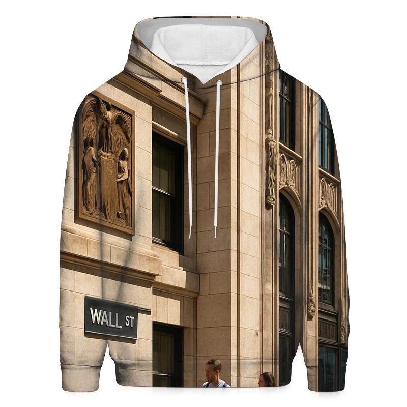 Noontime Architectural Study On Wall Street embroidered hoodies