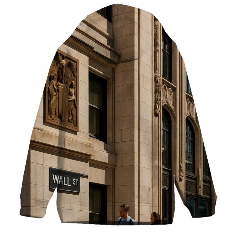 Noontime Architectural Study On Wall Street embroidered hoodies
