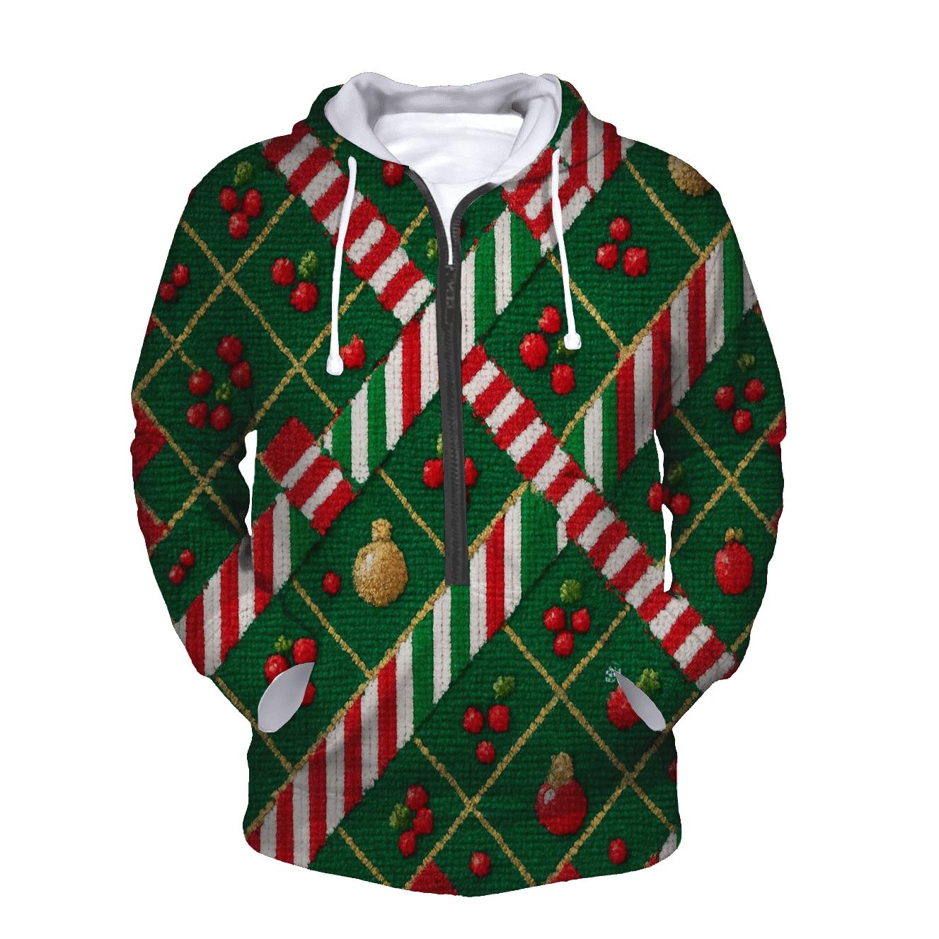 Candy Cane Plaid Weave Design custom hoodies