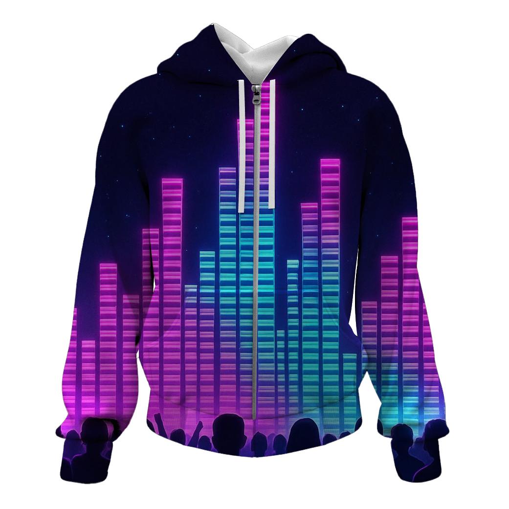 Neon Equalizer Skyline lightweight hoodies