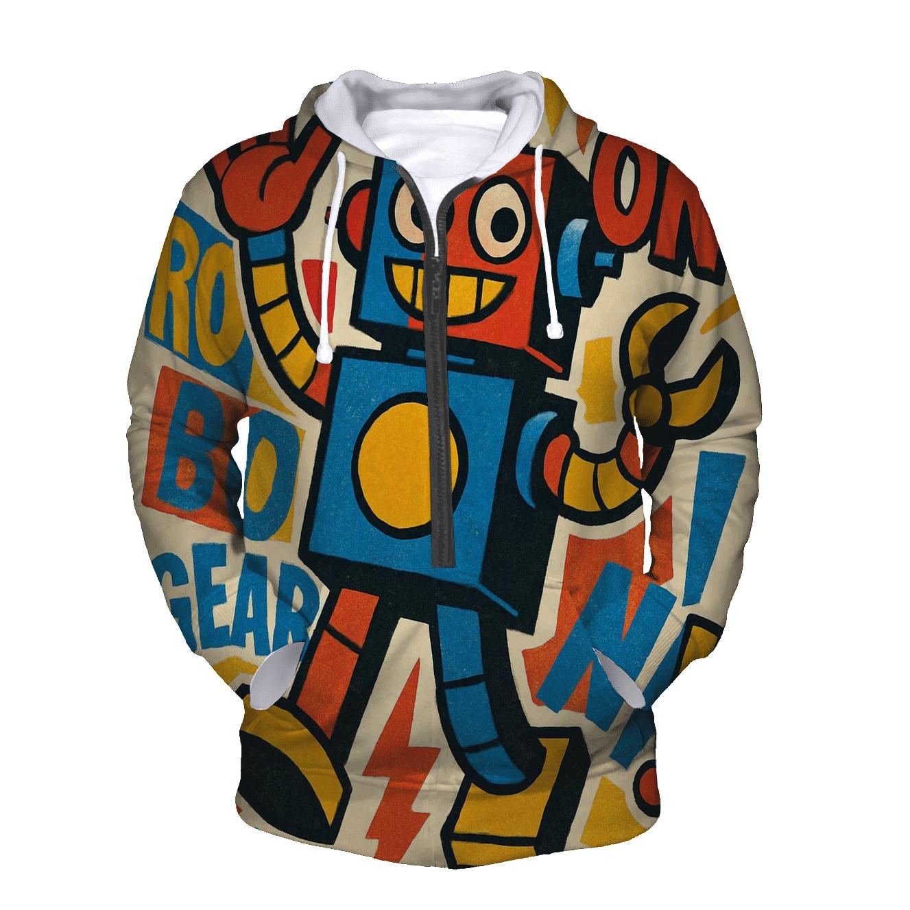 Pop Collage Robot lightweight hoodies