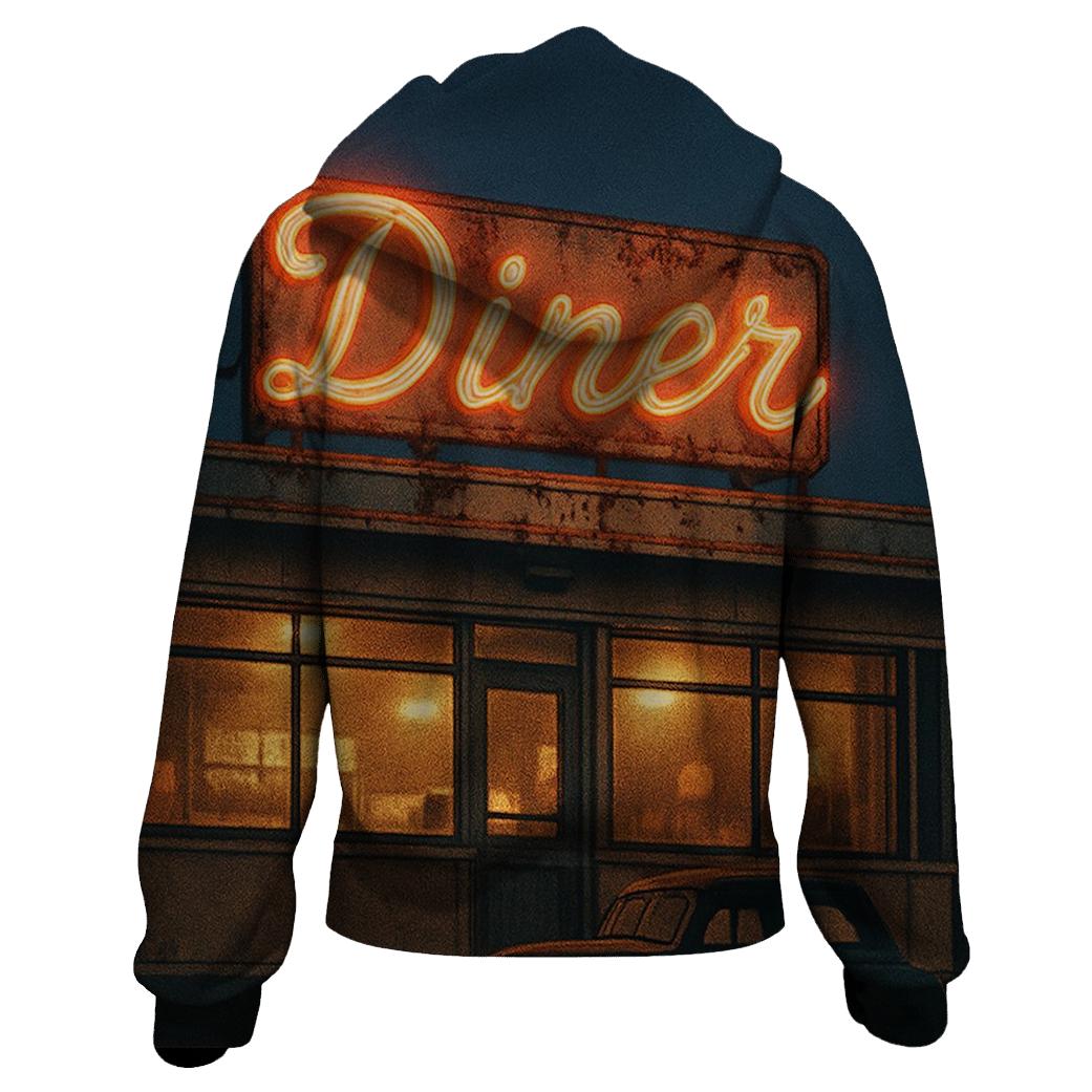 Diner Neon Evening Sign embroidered hoodies