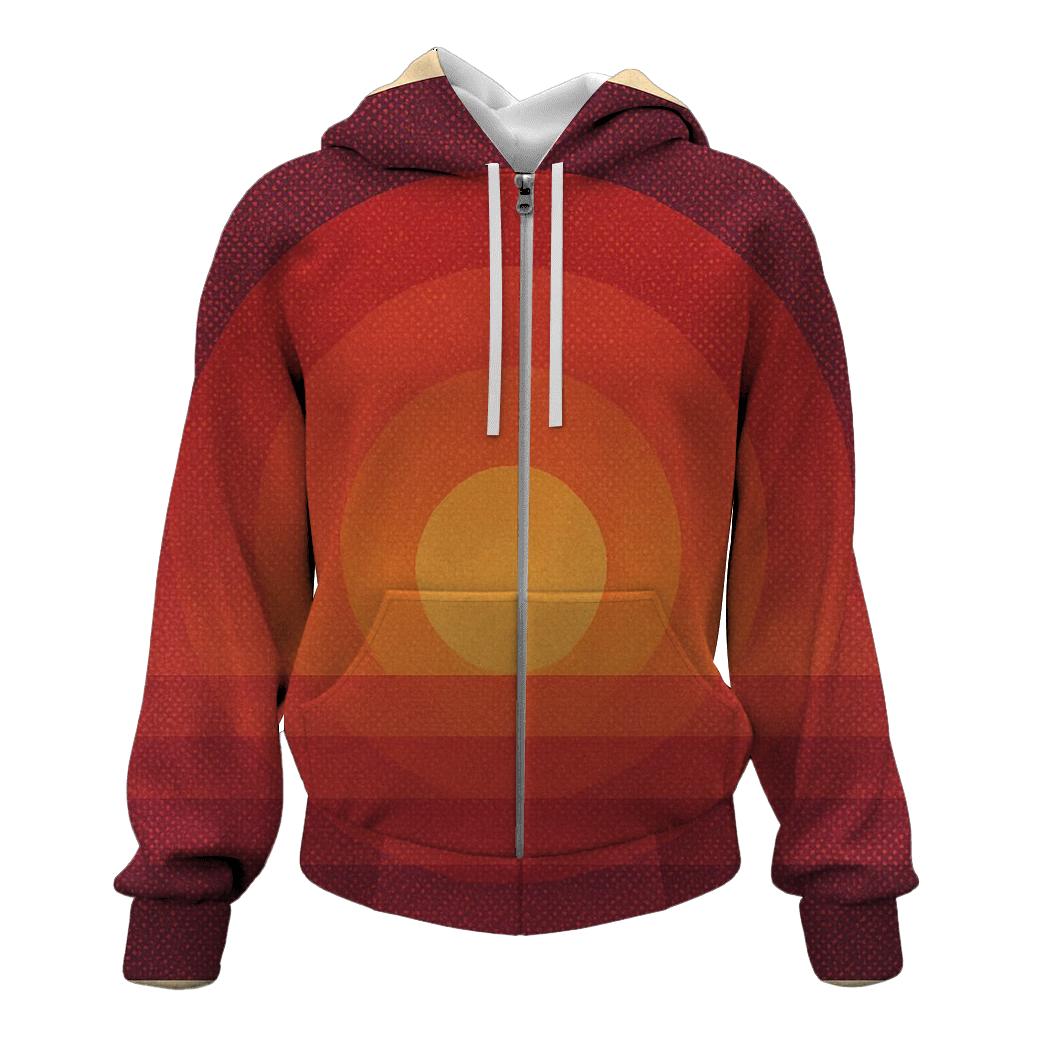 Retro Sunset Halftone zip-up hoodies