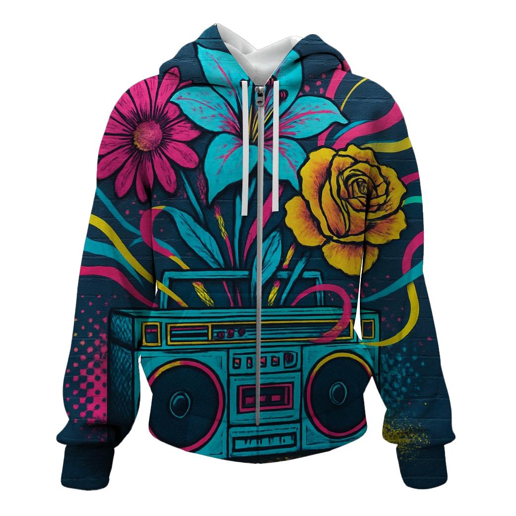 Boombox Bloom embroidered hoodies