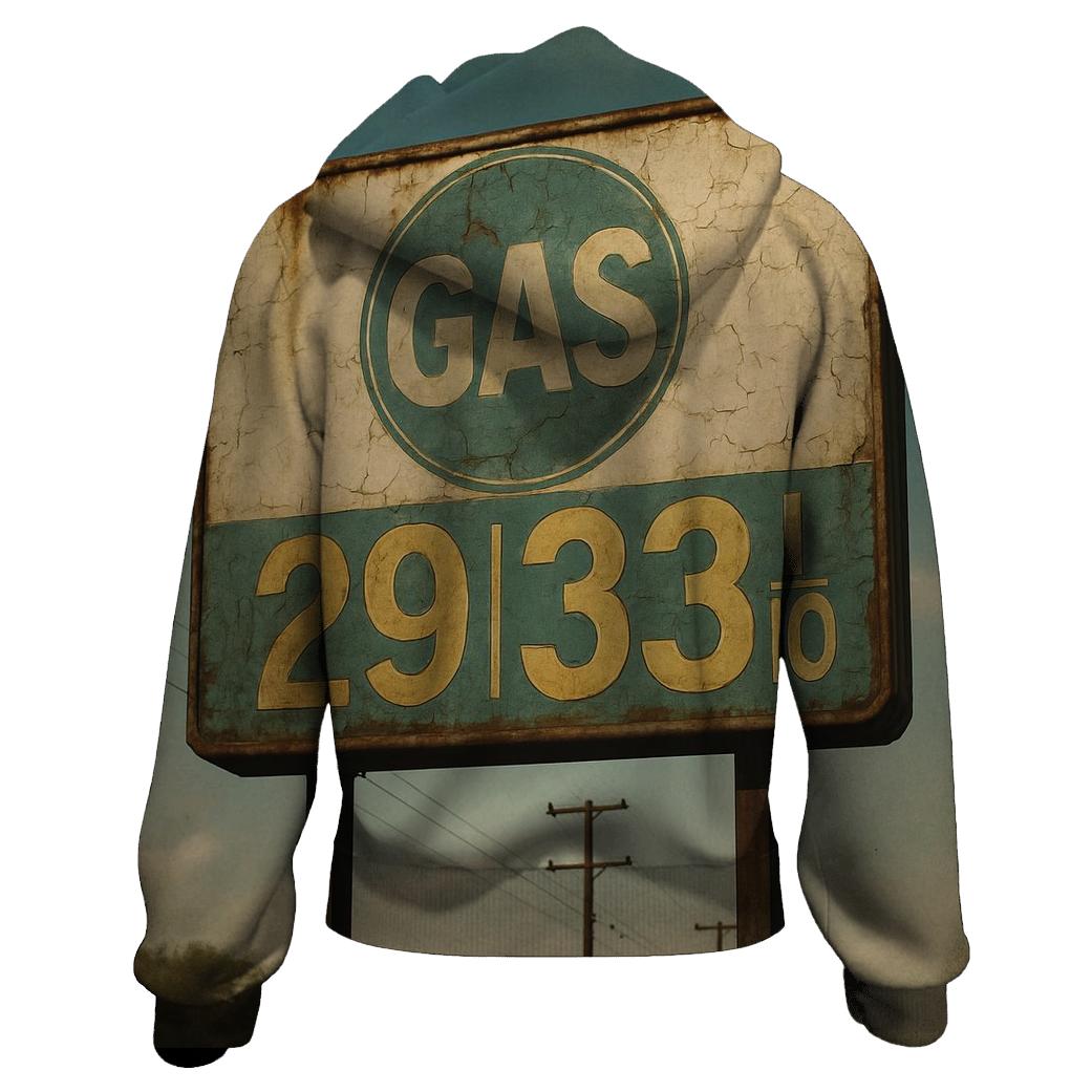 Weathered Roadside Gas Sign zip-up hoodies