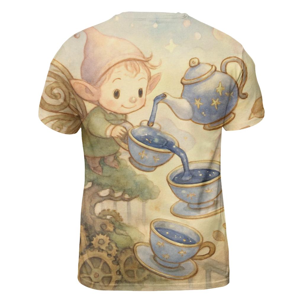 Clockwork Tea Garden Sprite vibrant all-over design tees