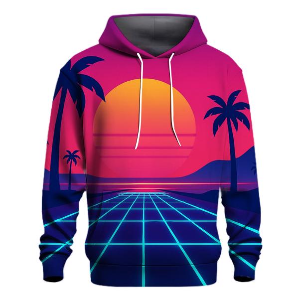 Neon Grid Sunset heavyweight hoodies