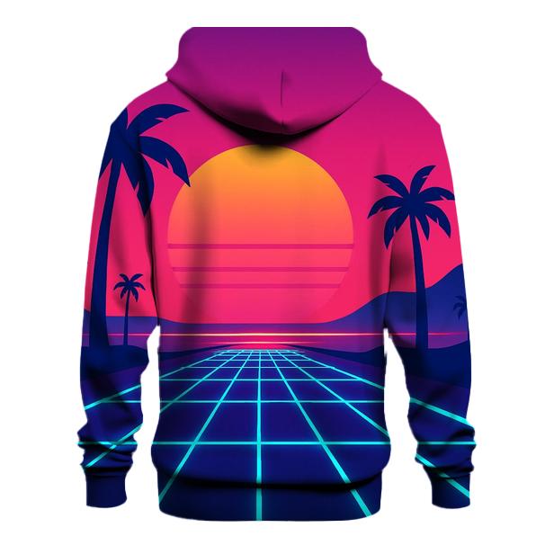 Neon Grid Sunset heavyweight hoodies
