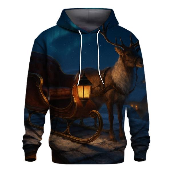 Midnight Sleigh On Snowy Roof lightweight hoodies