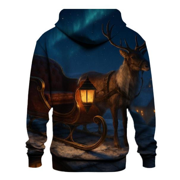 Midnight Sleigh On Snowy Roof lightweight hoodies