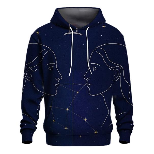 Gemini Mirror Twins Portrait embroidered hoodies