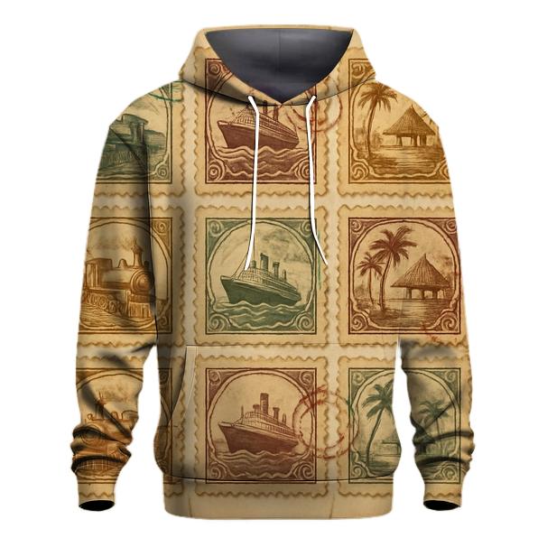 Antique Travel Stamp Sheet graphic hoodies