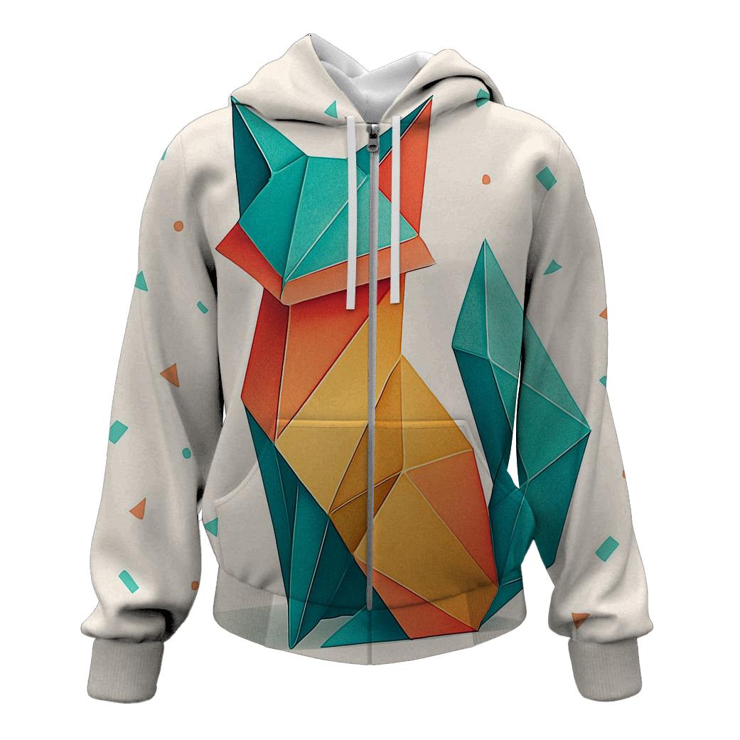 Chromatic Origami Fox embroidered hoodies